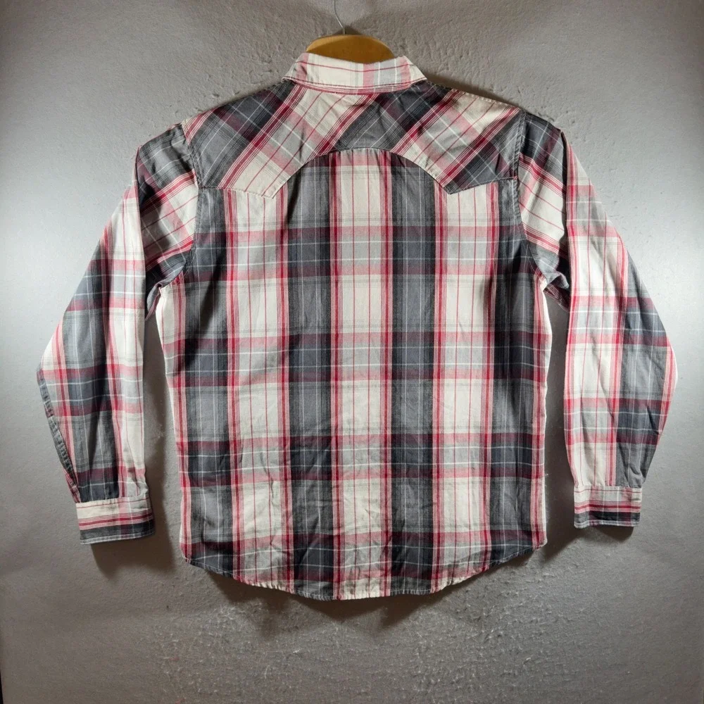1724 | Levi's Plaid Western Pearl Snap Shirt Red Mens L